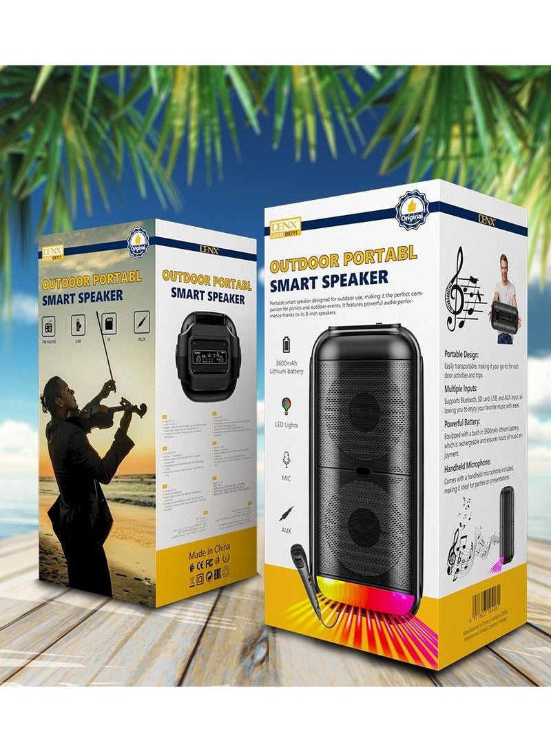 Denx Super Outdoor Bluetooth Speaker 6 Inch Double Horn Subwoofer Portable Wireless Column Bass  - Image 5
