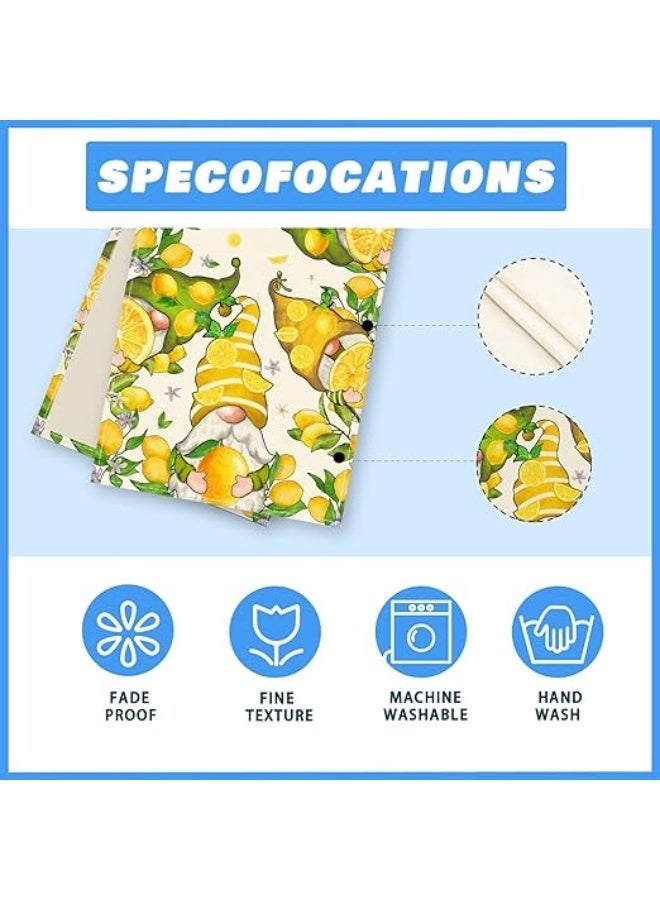Lemon Gnome Table Runner, Summer Watercolor Lemon Kitchen Dining Table Runner with Floral Print - Image 4