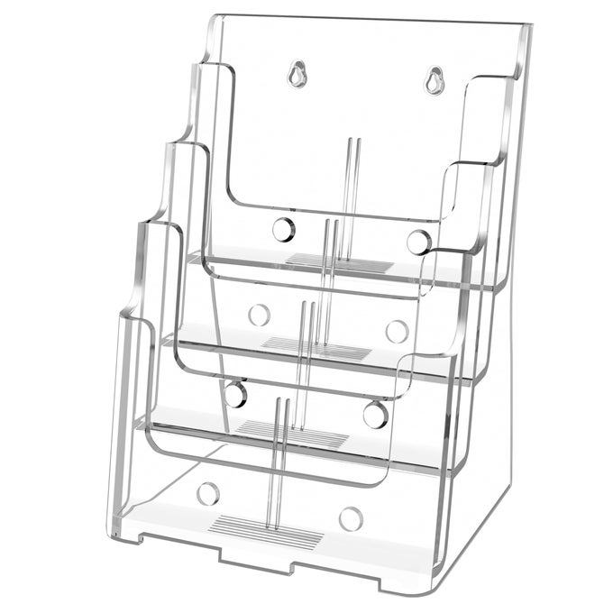 Acrylic Brochure Holder 85x11 4 x9 Inches Clear 4 Tier Magazine Holder Brochure Display Stand w Removable Divider Literature Pamphlet Flyer Holder for Wall Mount or Countertop