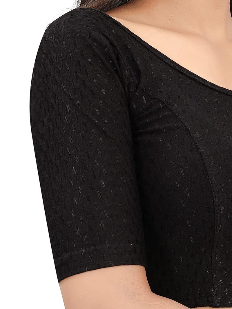 Bhochi Round Neck Cotton Spendex|Stretchable Blouse for Women|Readymade Blouse for Women|Blouses|Stretchable Blouse Readymade - Image 4