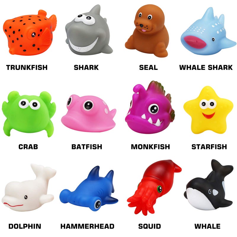 Yeonhatoys Bath Toys, 12 Pcs Light Up Ocean Sea Animal Set, Flashing Colorful LED Light Floating Bathtub Toys for Baby Infant Kid Toddler Preschool, Great Gift for Bathroom Water Tub Games Swimming Pool Party - Image 2