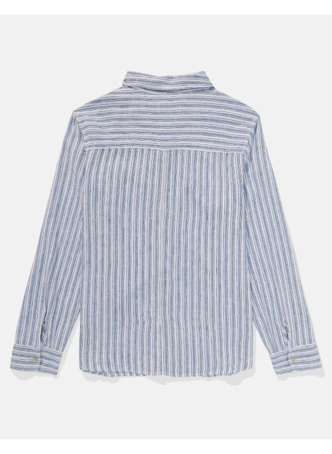 American Eagle - AE Weekend Vibes Long-Sleeve Button-Up Shirt - Image 1