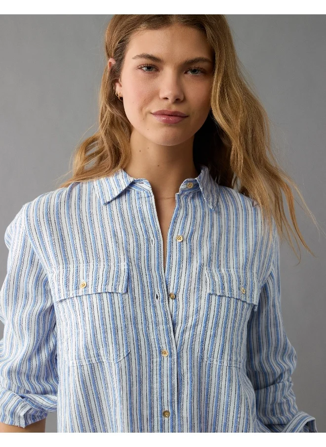 امريكان ايجل AE Weekend Vibes Long-Sleeve Button-Up Shirt