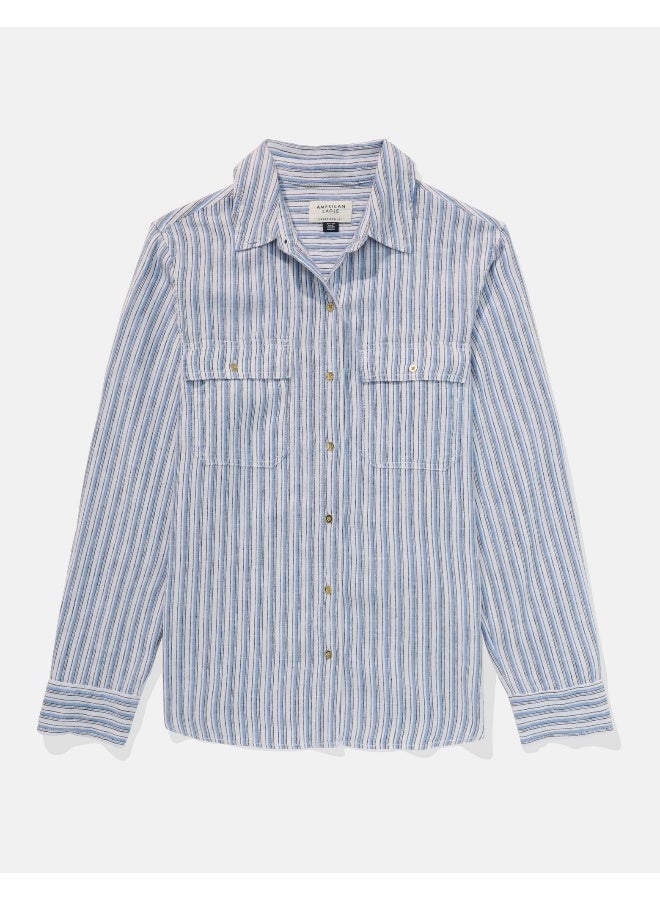 AE Weekend Vibes Long-Sleeve Button-Up Shirt