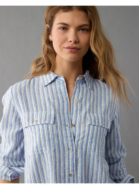 AE Weekend Vibes Long-Sleeve Button-Up Shirt