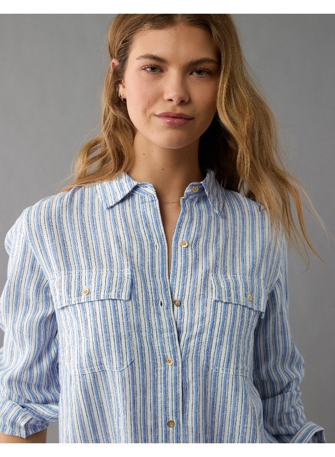 AE Weekend Vibes Long-Sleeve Button-Up Shirt