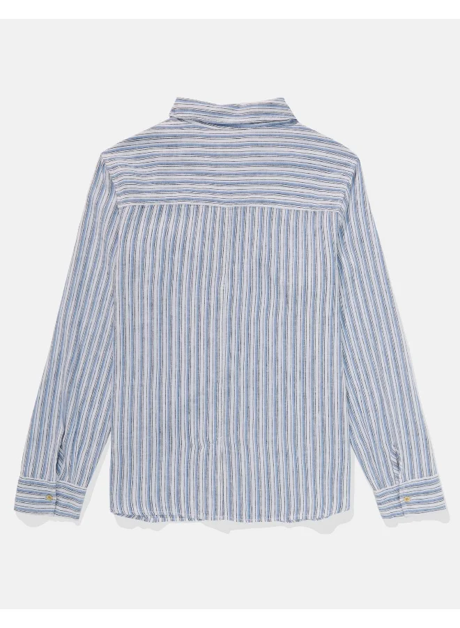 American Eagle AE Weekend Vibes Long-Sleeve Button-Up Shirt