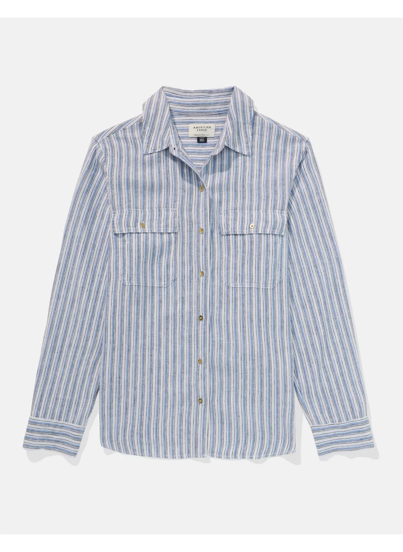 امريكان ايجل AE Weekend Vibes Long-Sleeve Button-Up Shirt