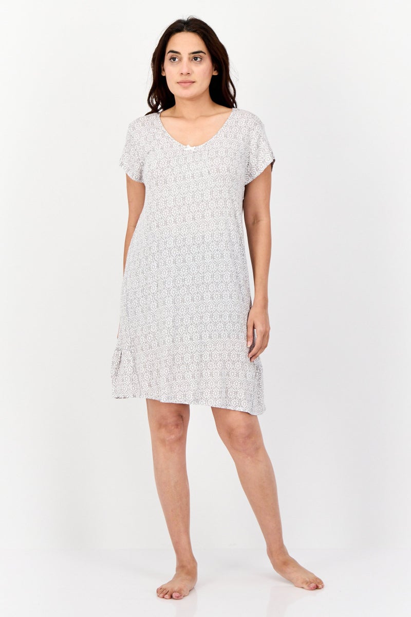 Company Ellen Tracy Women All Over Print Sleeveless Sleepwear Dress, Grey - Image 3