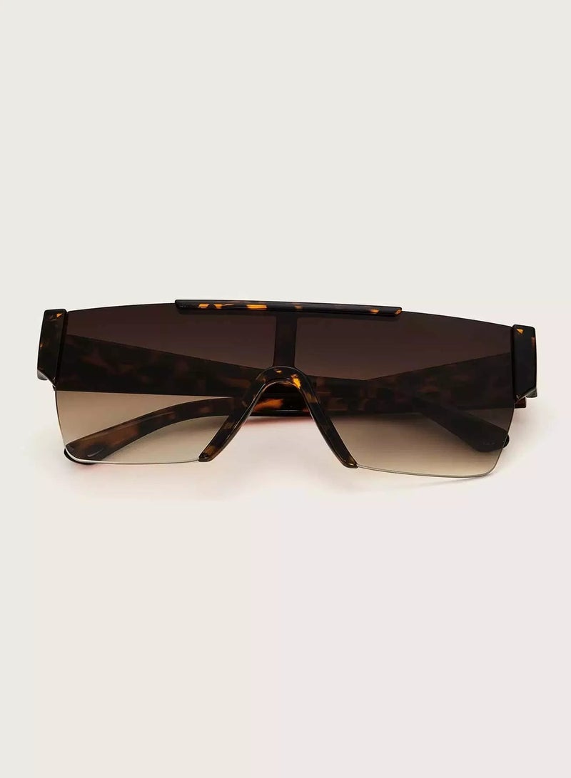 Generic Leopard Pattern Flat Top Sunglasses With Case - Image 2