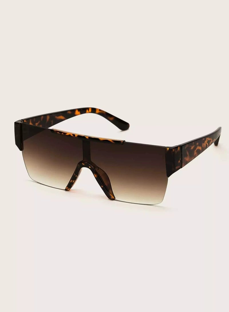 Generic Leopard Pattern Flat Top Sunglasses With Case - Image 1