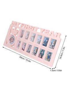 Zerodis My First Year Photo Moments Baby Keepsake Frame Baby’S First Year Keepsake 12 Months Picture Frames 15 X 7.3 X 0.6 Inches(Pink)  - Image 4