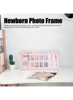 Zerodis My First Year Photo Moments Baby Keepsake Frame Baby’S First Year Keepsake 12 Months Picture Frames 15 X 7.3 X 0.6 Inches(Pink)  - Image 3