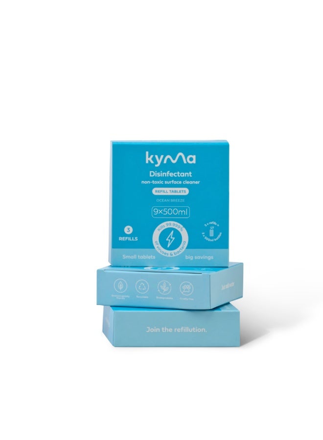 kyma Disinfectant Refill Bundle, 3 Refill Boxes of Disinfectant, 4.5L (Makes 9x 500ml bottle of Disinfectant), Non-Toxic, Eco Friendly, Fights Viruses & Bacteria, Disinfects Surfaces - Image 1