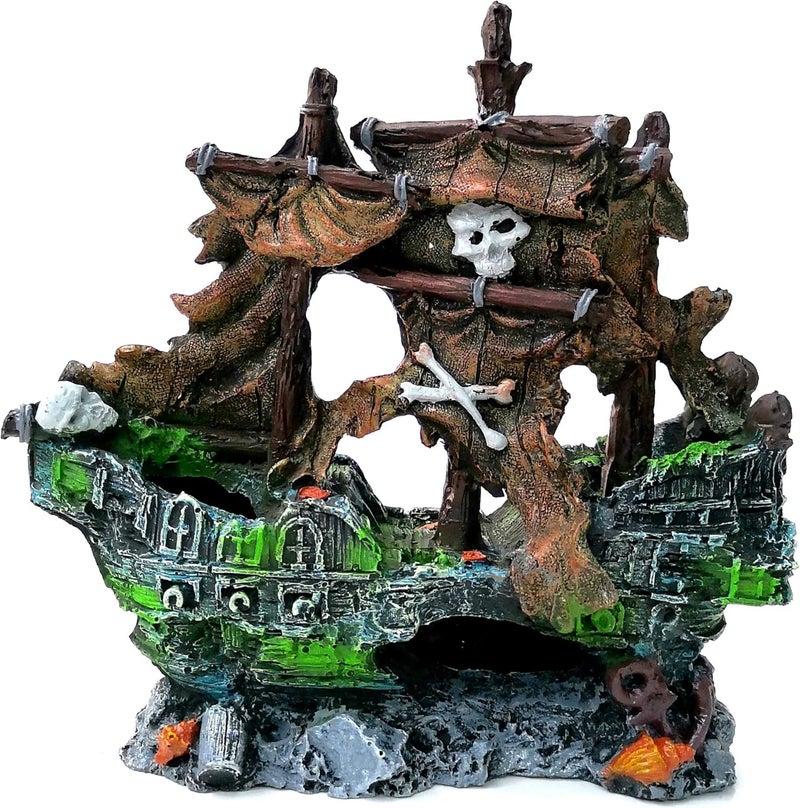 M2cbridge Antique Roman Column Ruins European Castle Aquarium Decorations Fish Tank Hideout Rocks (Pirate Shipwreck) - Image 1