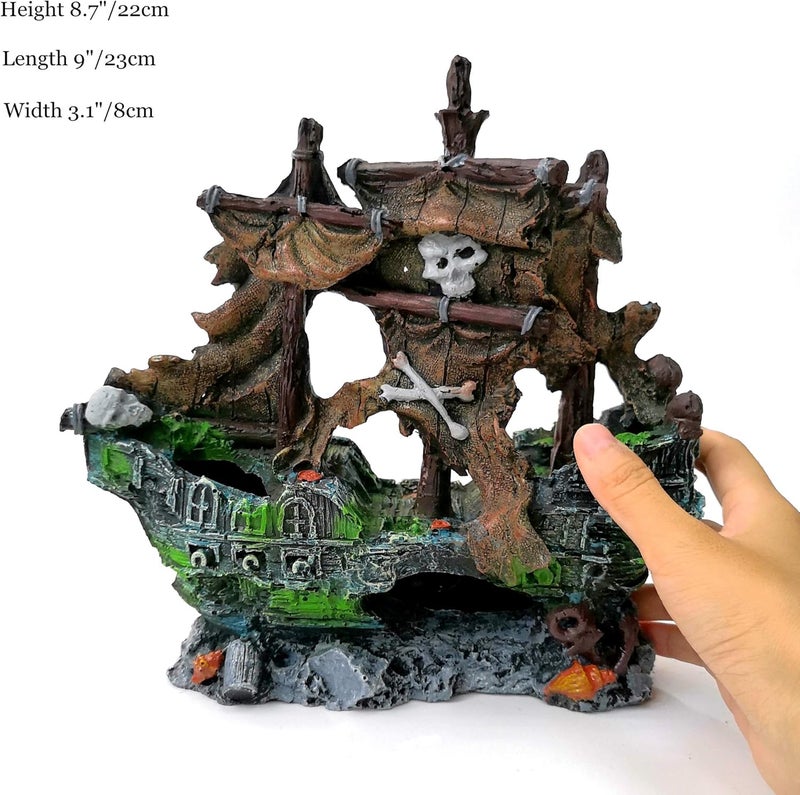 M2cbridge Antique Roman Column Ruins European Castle Aquarium Decorations Fish Tank Hideout Rocks (Pirate Shipwreck) - Image 3