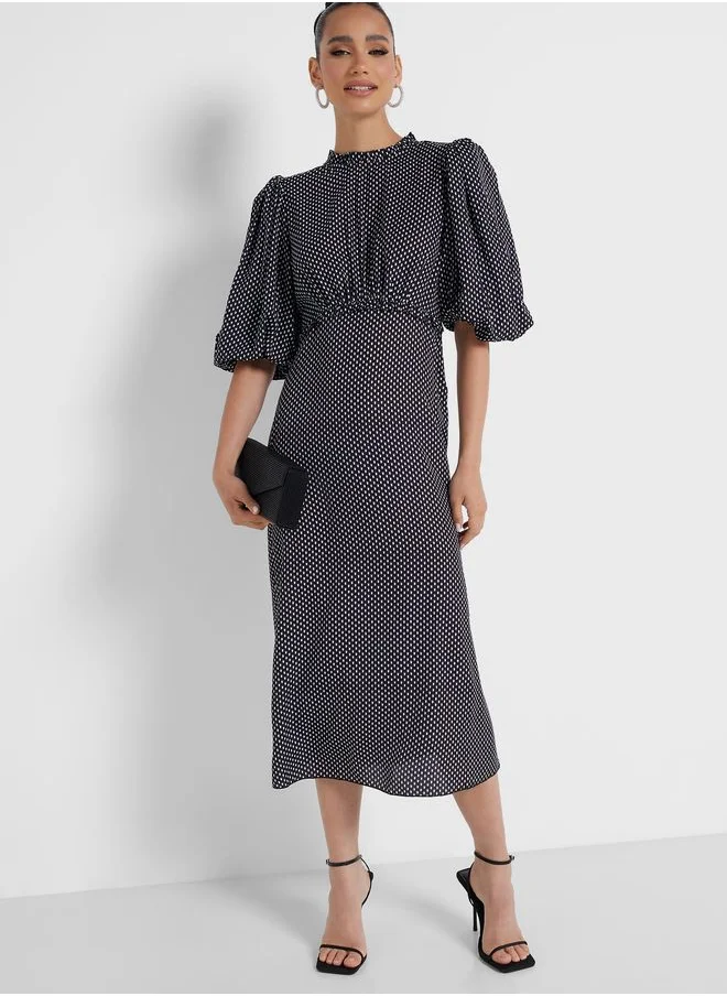 Little Mistress Puff Sleeve Tiered Dress
