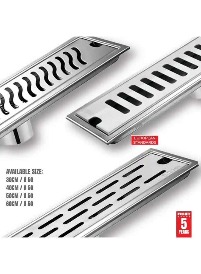 MAAT 40cm Stainless Steel Floor Drain | SS 304 Linear Drain with Hook & Waste Filter  - Image 4