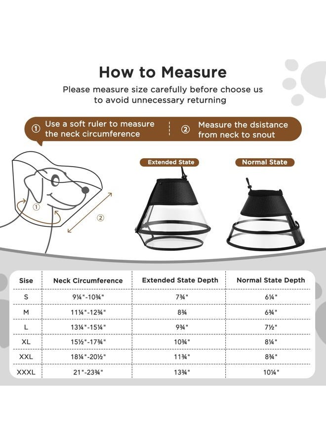 BONTHEE Dog Cone Collar for Dogs,Transparent Soft Dog Cones Alternative for Small Large Medium Size Dog,Adjustable Depth Pet Recovery Collars,Elizabethan Collar for Dogs Stop Licking Wound(Black-M) - Image 3