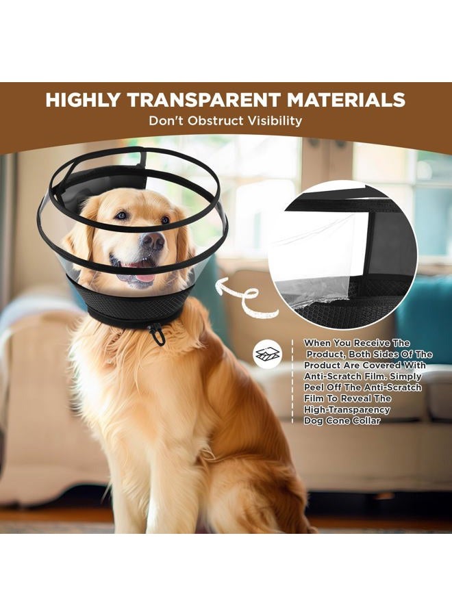 BONTHEE Dog Cone Collar for Dogs,Transparent Soft Dog Cones Alternative for Small Large Medium Size Dog,Adjustable Depth Pet Recovery Collars,Elizabethan Collar for Dogs Stop Licking Wound(Black-M) - Image 5