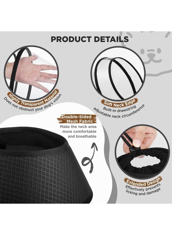 BONTHEE Dog Cone Collar for Dogs,Transparent Soft Dog Cones Alternative for Small Large Medium Size Dog,Adjustable Depth Pet Recovery Collars,Elizabethan Collar for Dogs Stop Licking Wound(Black-M) - Image 2