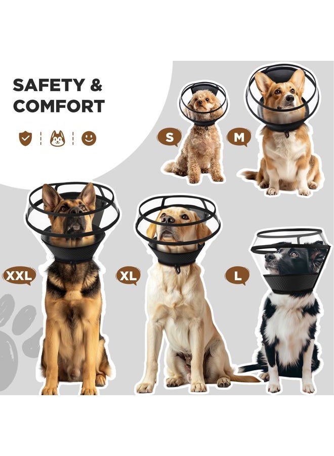 BONTHEE Dog Cone Collar for Dogs,Transparent Soft Dog Cones Alternative for Small Large Medium Size Dog,Adjustable Depth Pet Recovery Collars,Elizabethan Collar for Dogs Stop Licking Wound(Black-M) - Image 4