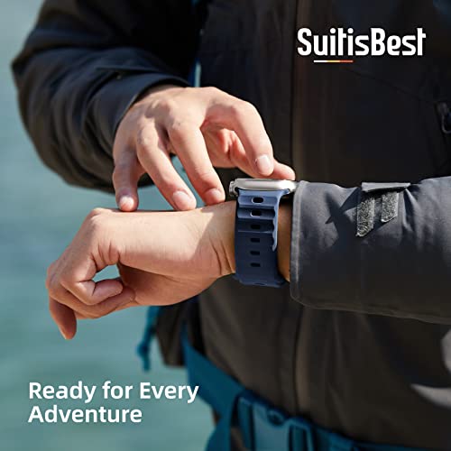 Suitisbest Sport Band Compatible with Apple Watch Ultra 2 Band 49mm 46mm 45mm 44mm 42mm for Men, Soft Silicone Wristbands Waterproof Replacement Strap for iWatch Series 11 10 9 8 7 6 5 4 3 SE Ultra 3 2 1, 2 Pack - Image 5