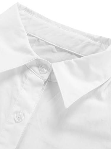 LYANER Women's Casual Shirt Dress Collar V Neck Button Down Loose Long Sleeve Mini Dresses White Medium - Image 4