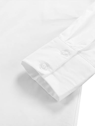 LYANER Women's Casual Shirt Dress Collar V Neck Button Down Loose Long Sleeve Mini Dresses White Medium - Image 5