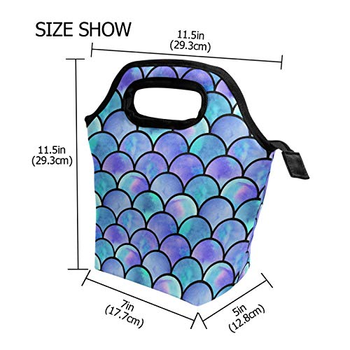 Naanle Mermaid Scale Insulated Zipper Lunch Bag Cooler Tote Bag for Adult Teen Men Women, Ocean Mermaid Lunch Boxes Lunchboxes Meal Prep Handbag - Image 3