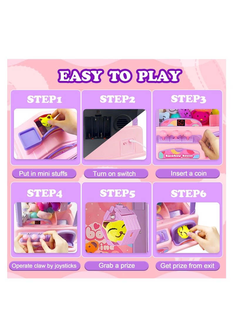 SYOSI Mini Claw Machine for Kids | Girl Toys for Ages 8-13 Arcade Game Toy Claw Machine Electric Candy Vending Machine Toy with LED Lights & Adjustable Sound, Birthday Gifts for Girls Ages 4+ Pink - Image 5