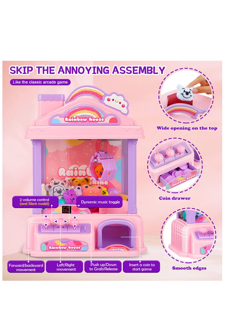 SYOSI Mini Claw Machine for Kids | Girl Toys for Ages 8-13 Arcade Game Toy Claw Machine Electric Candy Vending Machine Toy with LED Lights & Adjustable Sound, Birthday Gifts for Girls Ages 4+ Pink - Image 4