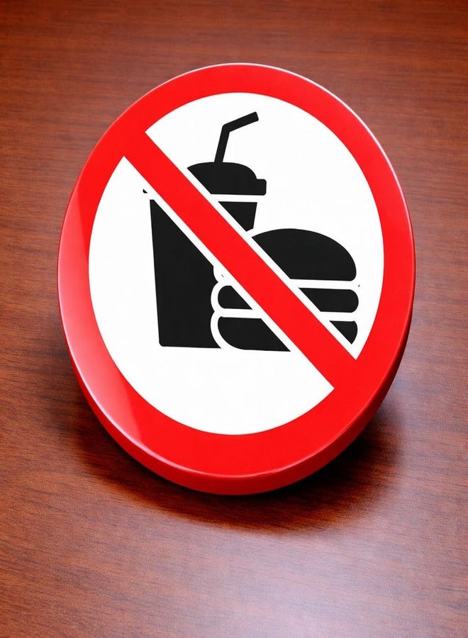 لوحة إعلانية مميزة من بيري بوكس: ممنوع إدخال الطعام من الخارج | لافتة أكريليك حمراء وبيضاء مقاس 5.8 بوصة | لوحة سياسة طعام احترافية ذاتية اللصق للمقاهي والفنادق والمطاعم والمكاتب والمتاجر التجارية - Image 1