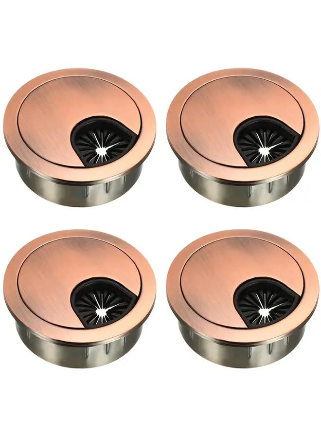 4pcs Red Bronze Copper Cable Hole Covers Desk Wire Cord Grommets Organizer For Office PC Desk - Image 1
