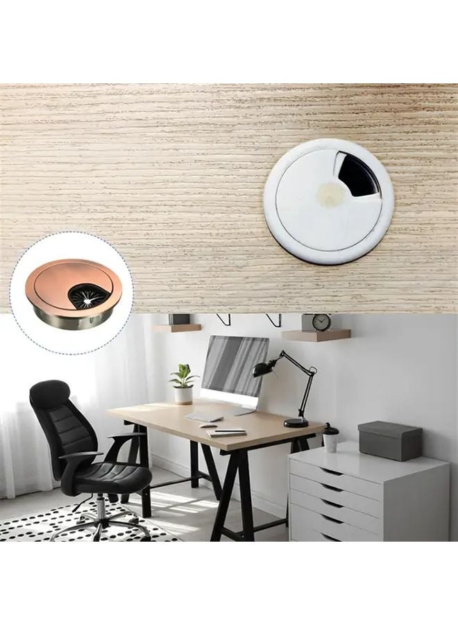 4pcs Red Bronze Copper Cable Hole Covers Desk Wire Cord Grommets Organizer For Office PC Desk - Image 4