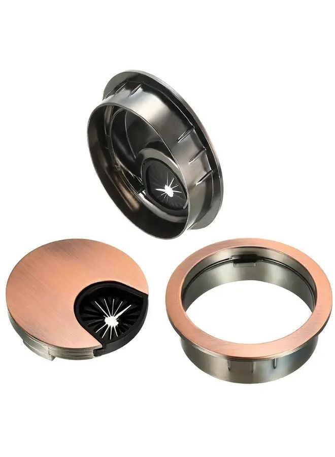 4pcs Red Bronze Copper Cable Hole Covers Desk Wire Cord Grommets Organizer For Office PC Desk - Image 5