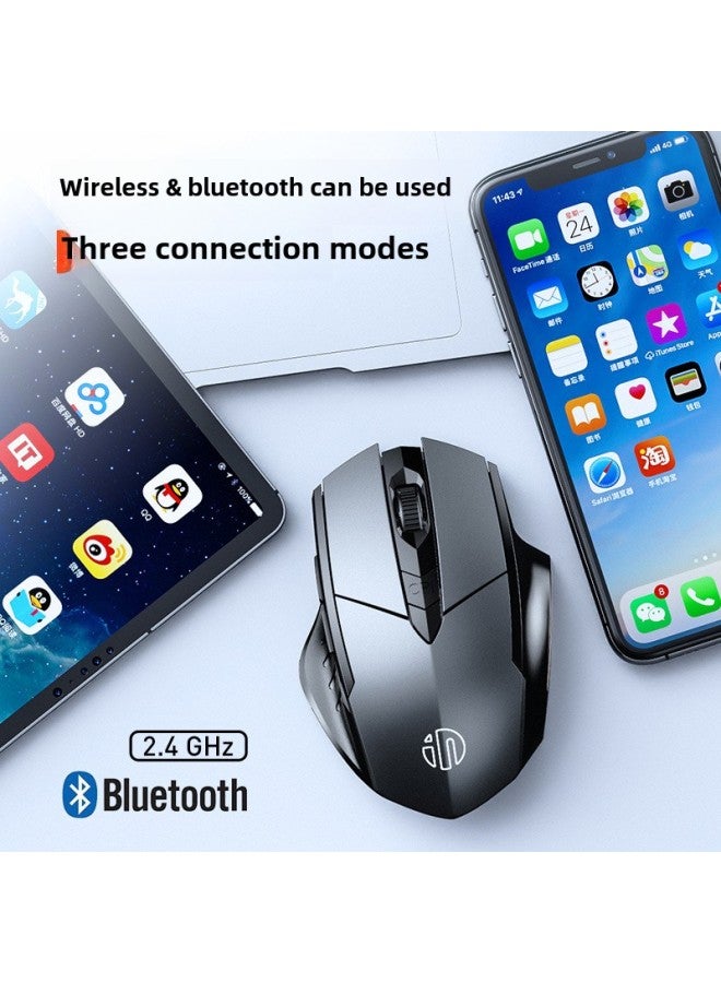 F1S Wireless Mouse Bluetooth Three-Mode Rechargeable Mute Office Game E-Sports Laptop PM6-Specifications:✅ Battery Level Indicator Upgraded Version Gray + Mouse Pad - Official Standard  - Image 5