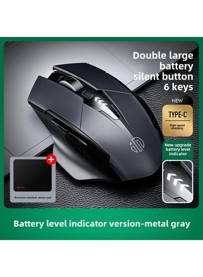 F1S Wireless Mouse Bluetooth Three-Mode Rechargeable Mute Office Game E-Sports Laptop PM6-Specifications:✅ Battery Level Indicator Upgraded Version Gray + Mouse Pad - Official Standard  - Image 1