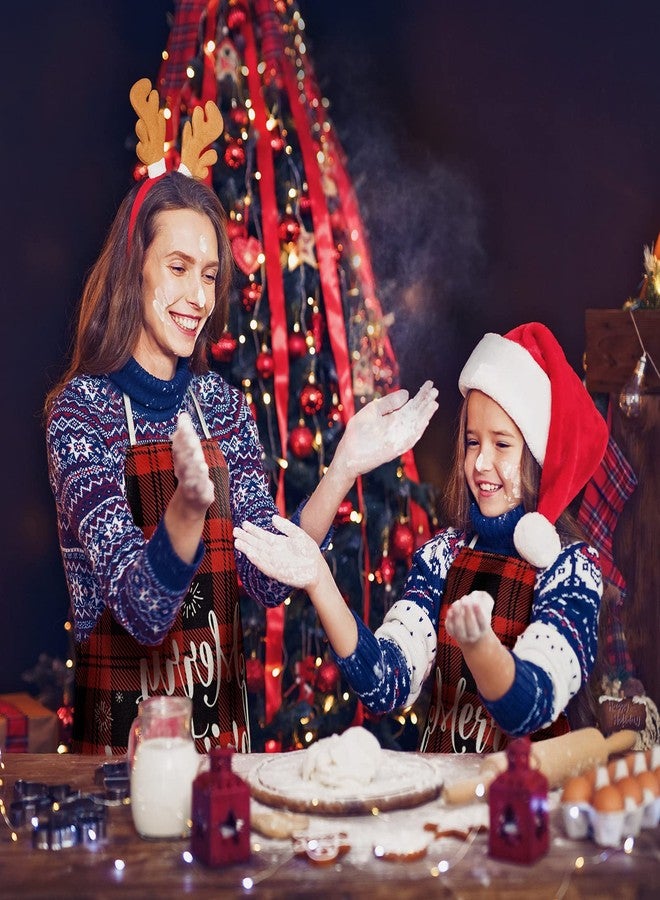 Zhanmai 2 Pieces Matching Christmas Apron Kitchen Kid Apron Adjustable Mommy and Me Red Black Buffalo Check Plaid Merry Christmas Decoration Gifts Set for Cooking Baking Painting Crafting Gardening - Image 4