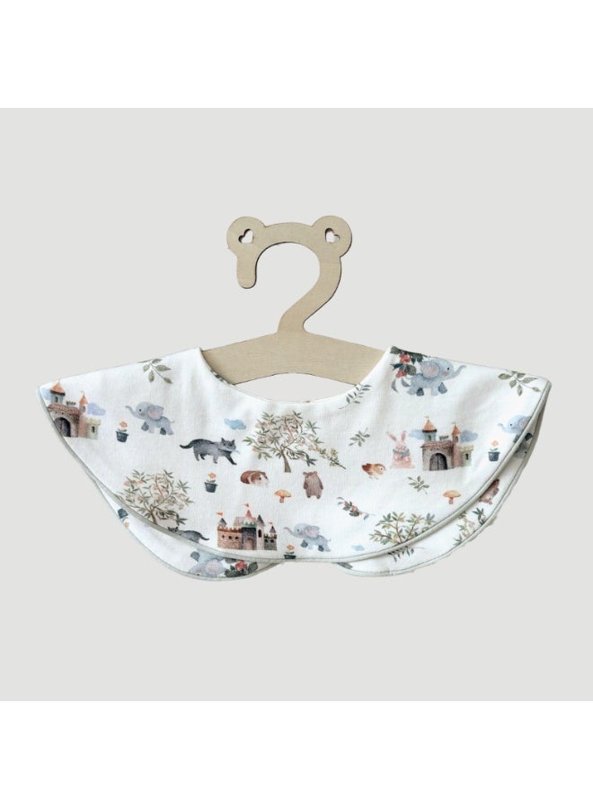 Premium Cotton Baby Bib with Animal Castle Adventure Design - Soft Adjustable Drool Bib, Rolled Edge for Elegant Protection - Image 2
