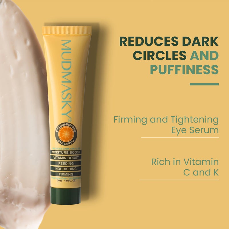 MUDMASKY Vitamin-Infused Eye Serum 30ml / 1.0 FL. OZ. - Skin Care Serum with Vitamin C & K, Reduces Dark Circles, Firms, Moisturizes, Hydrates, Restores Youthful Skin, Eye Care for All Skin Types - Image 2