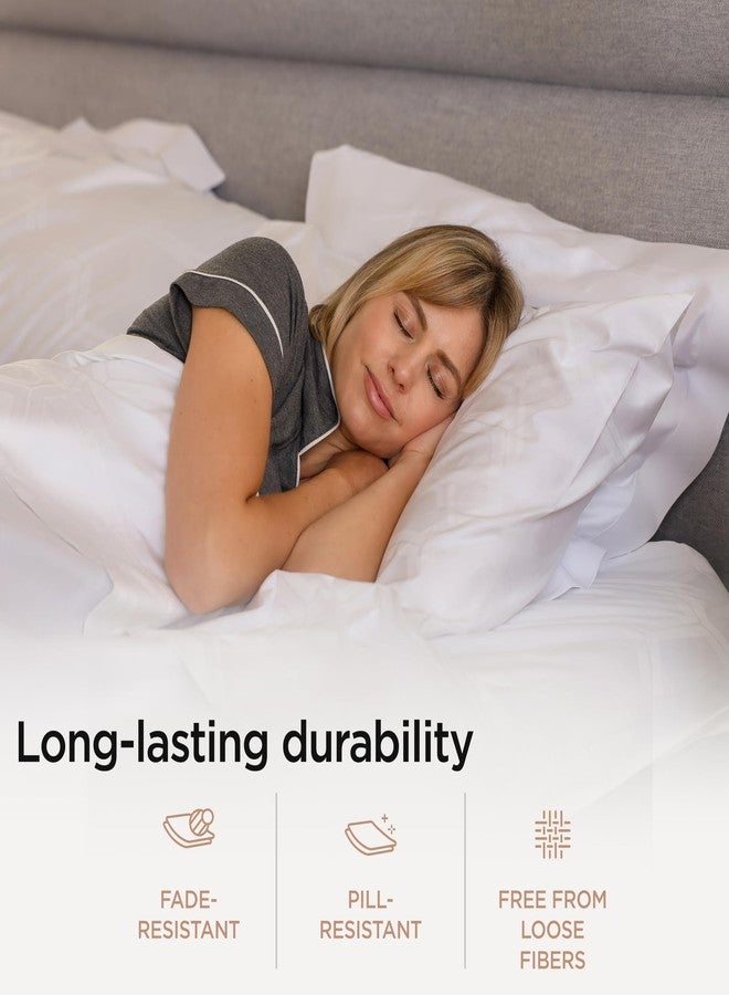 Threadmill 100% Cotton Sheets for King Size Bed - 600 Thread Count King Bed Sheets Set with 16” Deep Pocket - Jacquard Sateen Weave 4-Piece Bedding Set with Cooling Effect, White - Image 4