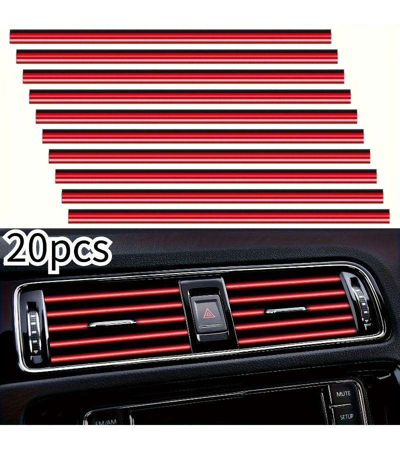Silvery 20pcs Flexible Car Air Vent Strips Bendable DIY Decorative Fit Most AC Vents - Image 1
