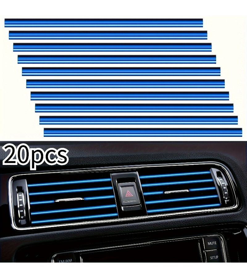 Silvery 20pcs Flexible Car Air Vent Strips Bendable DIY Decorative Fit Most AC Vents - Image 5