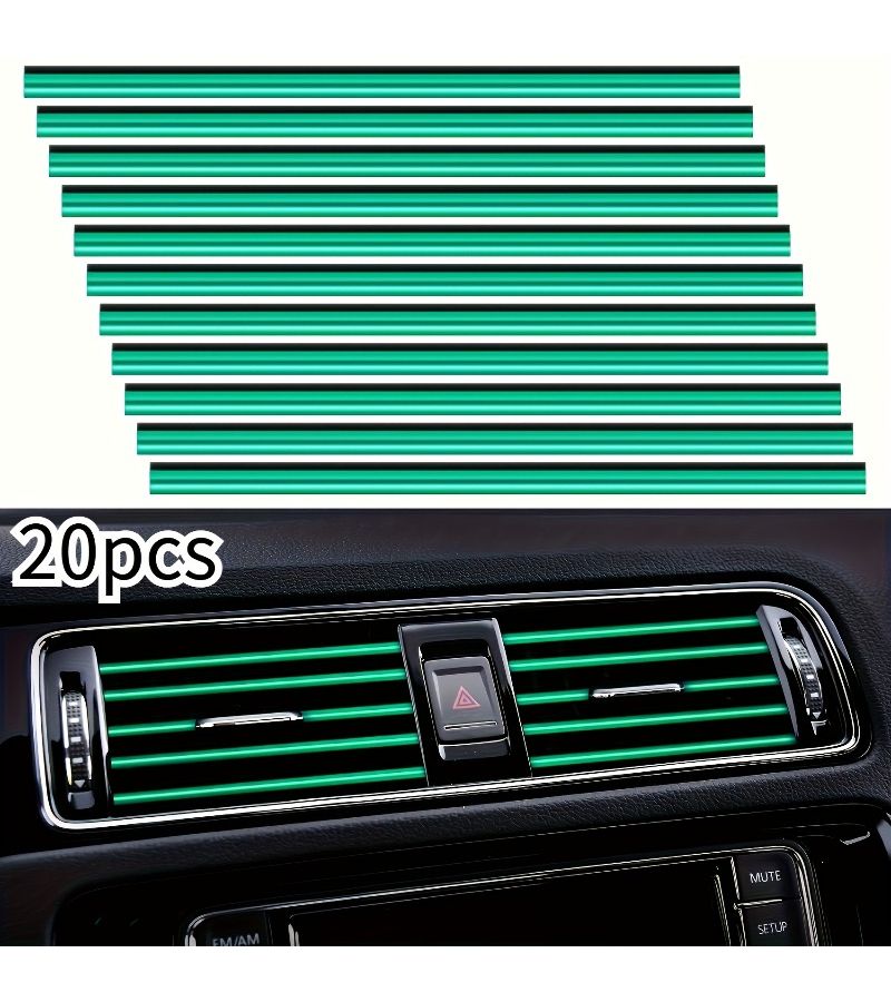Silvery 20pcs Flexible Car Air Vent Strips Bendable DIY Decorative Fit Most AC Vents - Image 2