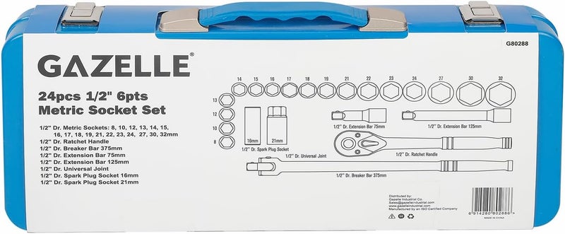 Gazelle Gazelle 1/2 In. Drive Metric Socket Set - 24 Pieces - Image 5