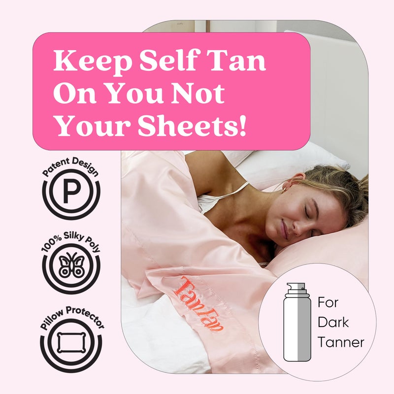 Tan Fan Self Tan Sleep Sac for Dark Tanner - Keep Sheets Clean from Dark Tan Stains - 100% Cool Silky Poly - Thicker Bottom - Lightweight Top - Won’t Rub or Absorb Tanner - Roomy Foot Openings (Pink) - Image 2