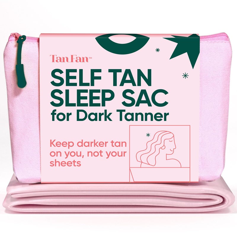 Tan Fan Self Tan Sleep Sac for Dark Tanner - Keep Sheets Clean from Dark Tan Stains - 100% Cool Silky Poly - Thicker Bottom - Lightweight Top - Won’t Rub or Absorb Tanner - Roomy Foot Openings (Pink) - Image 1