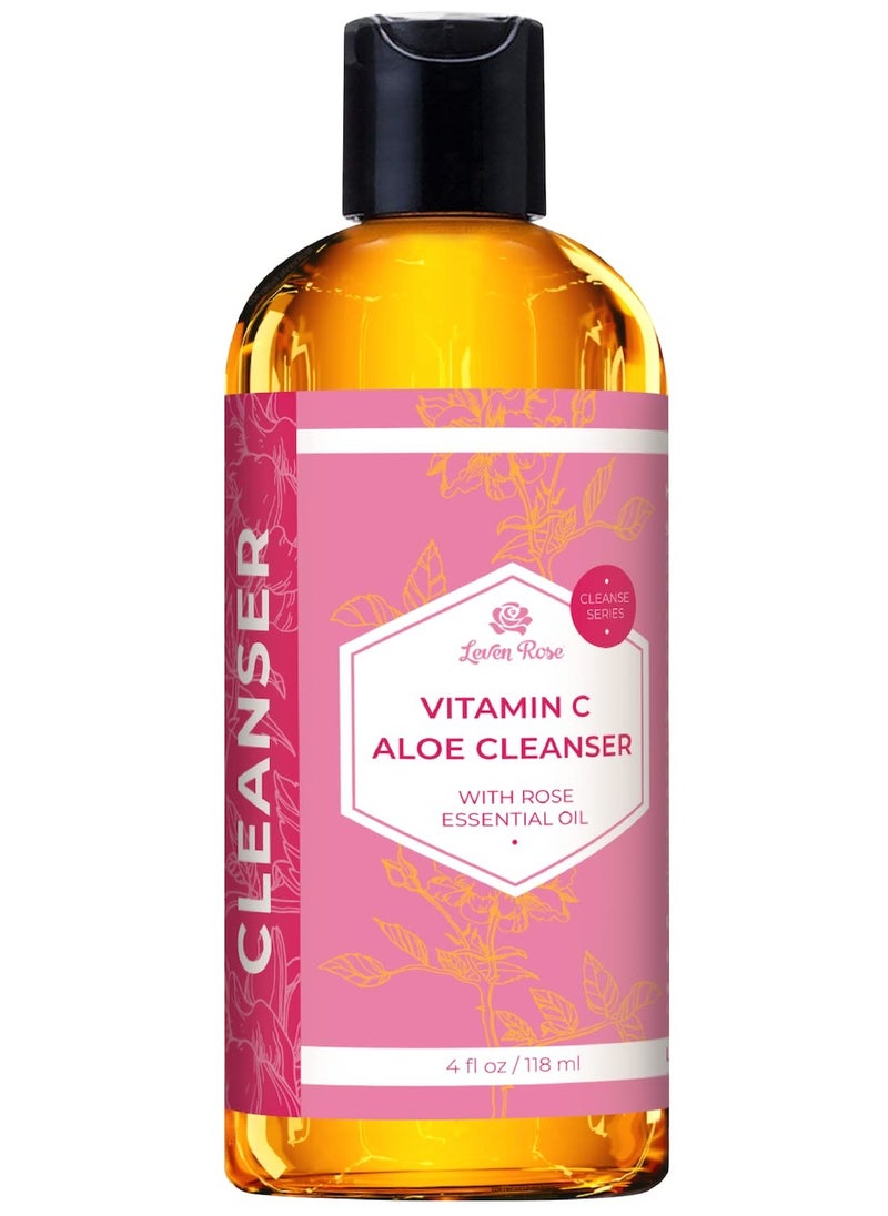 Leven Rose Leven Rose Vitamin C Cleanser 4 oz – Facial Cleanser for Women & Men with Argan Oil, Vitamin E, Rose Water, Aloe – Foam Face Cleanser and Face Moisturizer for All Skin Types  - Image 1