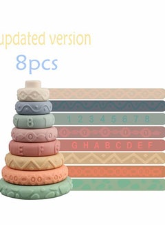 Y&D Stacking & Nesting Rings Toy, Soft Circle Stacker, 8 Pcs Building Teethers, Squeeze Play with Letter, Toddler Learning Toys for 6 Month Old Boys Girls  - Image 3